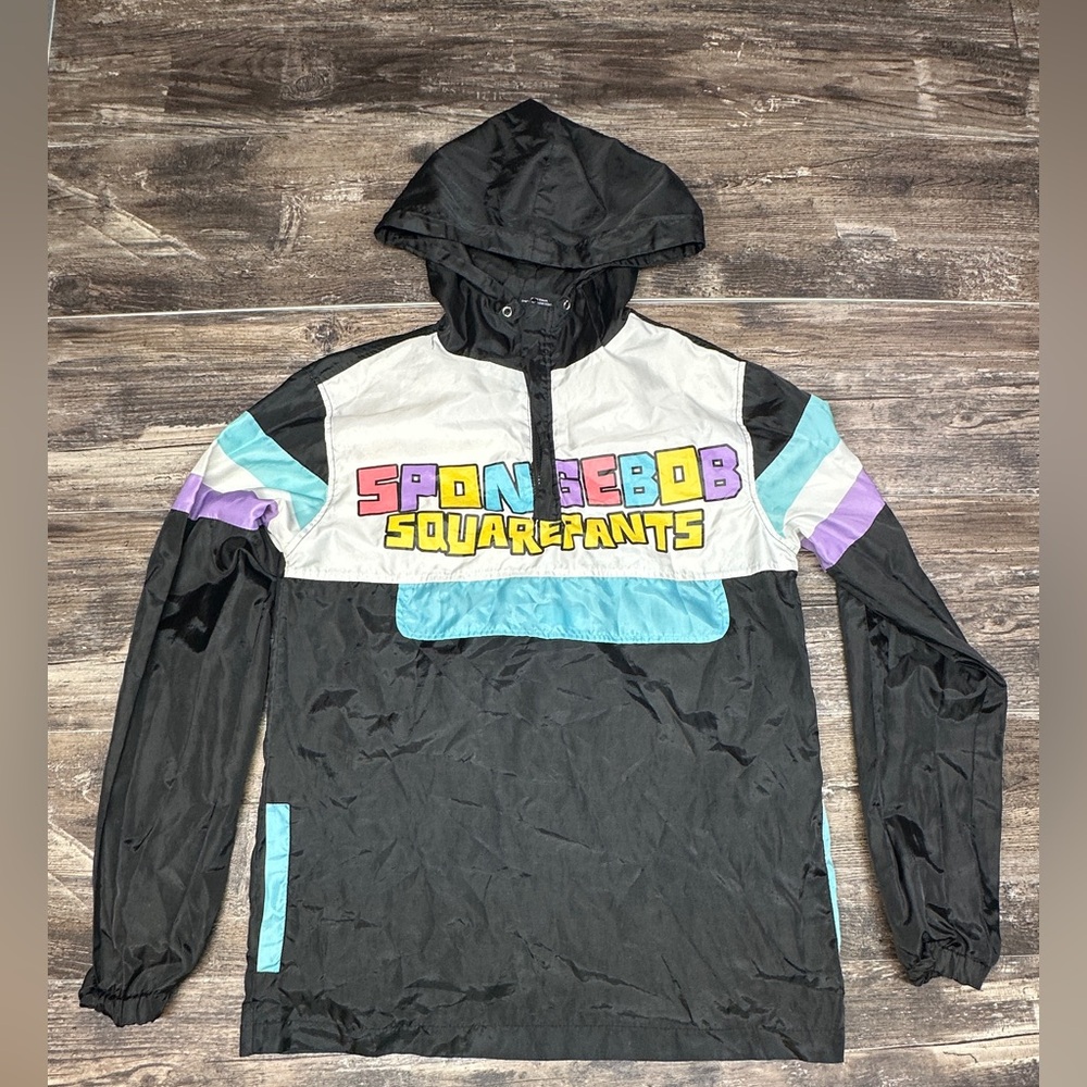 SpongeBob SquarePants Windbreaker Jacket Nickelodeon Graphic Small GUC